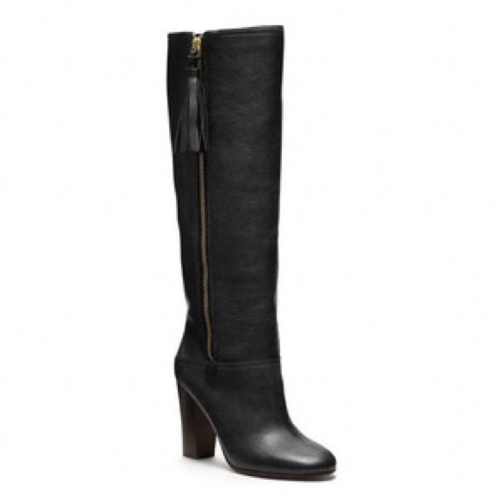 Coach Black Leather Knee High Therese Boots
